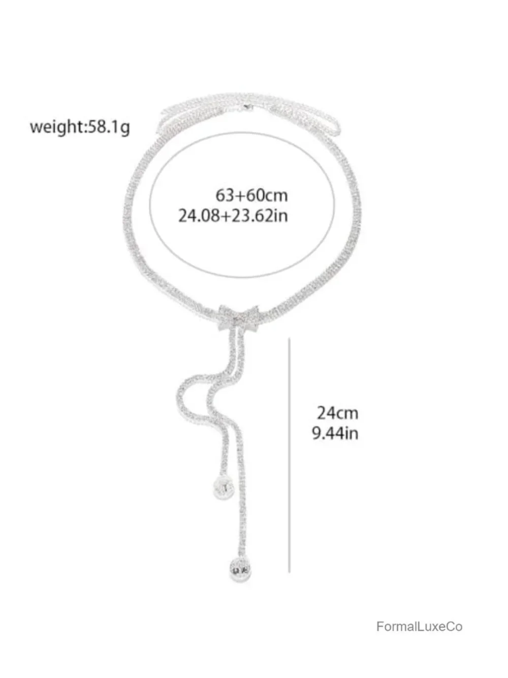 Rhinestone Bow Waist Belt Adjustable Chain Belt for Dresses Parties
